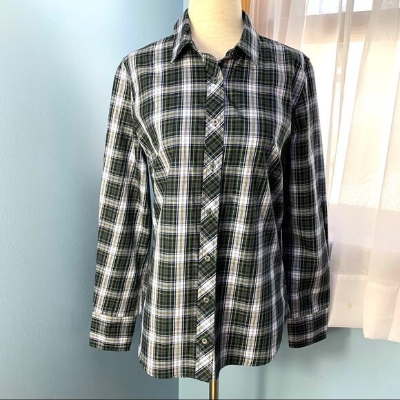 J. Crew Perfect Shirt in Green Tartan Plaid Size 6 - Picture 9 of 9